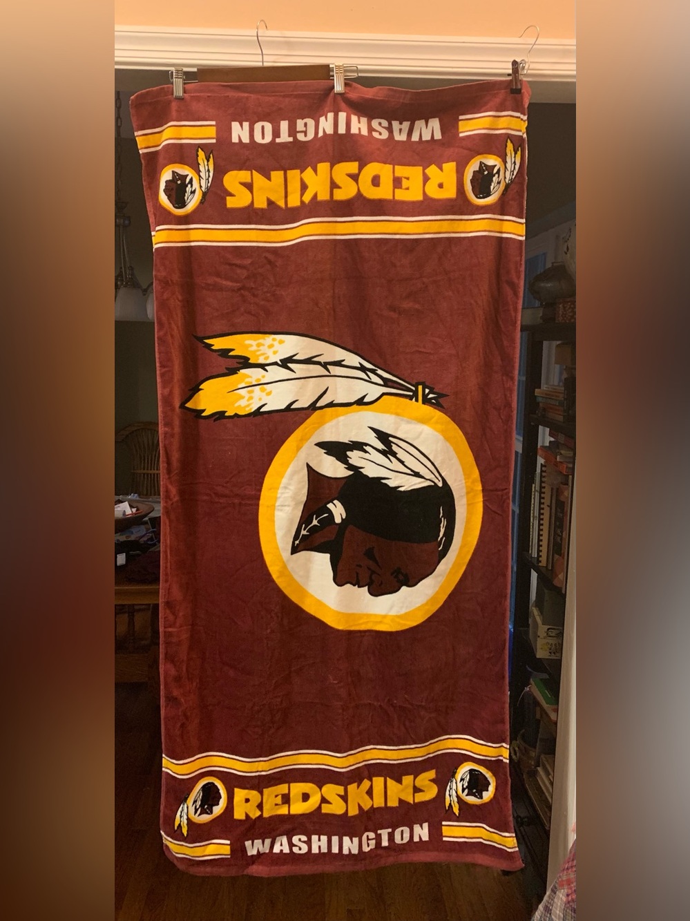 Washington Redskins beach towel.